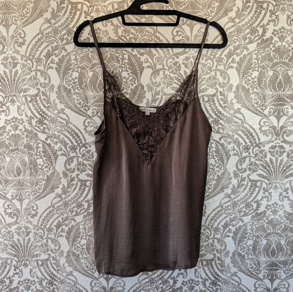 Dark brown lace trimmed camisole